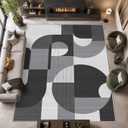 Snapjet 8x10 Black and Gold Geometric Modern Area Rug for Living Room Bedroom Abstract Large Rug Machine Washable Non-Slip Carpet for Dining Room Office