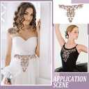 FINGERINSPIRE 1PC Sparkling Rhinestone Appliques Handmade Rhinestones Lace Applique Flower Beaded Embroidery Sew On Patches Rhinestone Applique Crystal Neckline Collar Patches for Wedding Dress Cloth