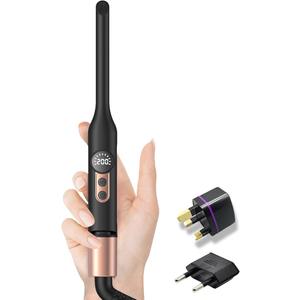 Mini Flat Iron Hair Straightener 1/3 Inch Pencil Flat Iron for Women Portable Travel Straightener and Curler 2 in 1 for Short Hair Beard and Pixie Cut with Adjustable Temp (Rose Gold)