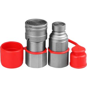 3/4" NPT Skid Steer Bobcat Kubota Flat Face Hydraulic Quick Connect Couplers/Couplings,The Hydraulic Quick Disconnect Couplings Interchange with 1/2" ISO 16028 Body + 3/4" NPT Thread