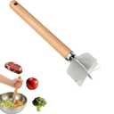 Stainless Steel Meat Chopper With Wooden Handle,Potato Masher Hamburger Smasher Tool,Kitchen Cooking Vegetable,Food Grade 6-Blade,11 Inch