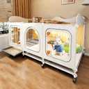 VNE Rabbit Cage with Storage Shelf & Wheels, Bunny Cage Indoor | Storage Shelf, Wheels, Transparent Door, Pull-Out Tray