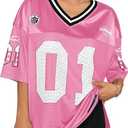 Floerns Women's Camo Print Team Sports T Shirts V Neck Basketball Jersey Tee Shirts, Pastel Pink,  XS