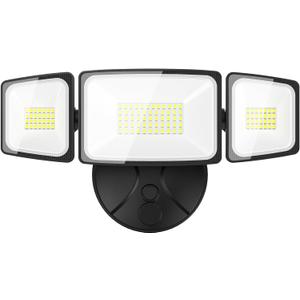 Onforu 60W Flood Lights Outdoor, 6000LM Brightness Security Lights Switch Controlled, 3 Adjustable Heads, IP65 Waterproof, 6500K Wall Mount Exterior LED Flood Light (Black)