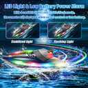 RC Boat with LED Lights, 40+ Mins, Self-Righting Waterproof Remote Control Boat for Pools, Lakes, Bathtubs, Summer Water Toys for Kids, Radio Controlled Watercraft (Blue)