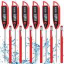 Copkim 6 Set Waterproof Food Thermometer for Water, Liquid, Candle and Cooking Digital Meat Thermometer with Long Probe Instant Read for Kitchen BBQ Grill Candy (Red)