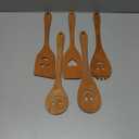 MFC 5-Piece Wooden Cooking Spoons - Kitchen Set from Natural Cherry Wood - Wooden Spoons for Cooking - Funny Utensil Set with Smiley Faces - Cooking Multipurpose Wood Utensils