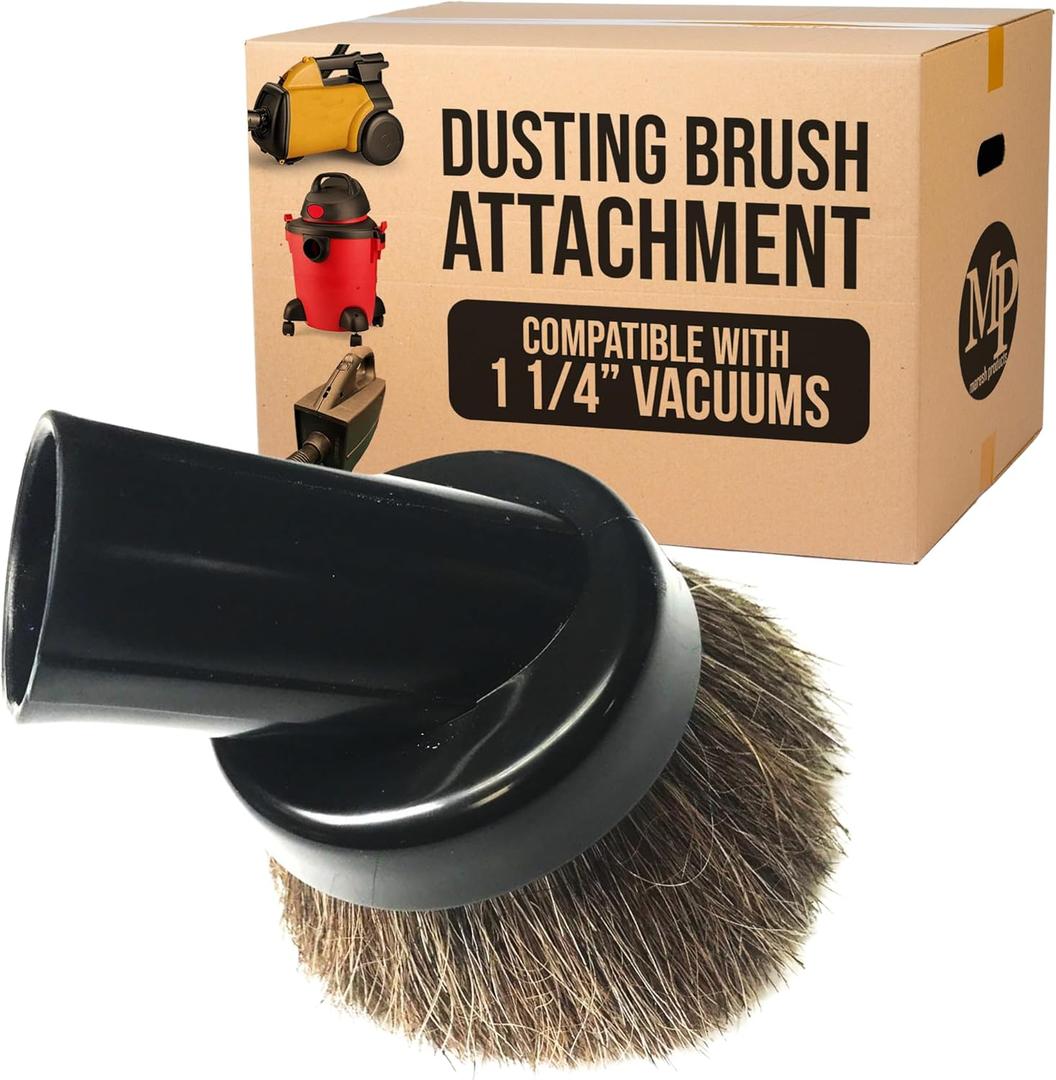 MP Maresh Products Household Cleaning Vacuum Brush Attachment - Horse Hair Vacuum Cleaner Accessories, Soft, Dust Floor Brush, Compatible with Shop Vac 1-1/4" Vacuum Cleaners for Hard Surfaces - Black