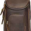 LANNSYNE Vintage Full Grain Leather Sling Bag Crossbody Chest Daypack | Vintage, Full Grain, Leather, Chest