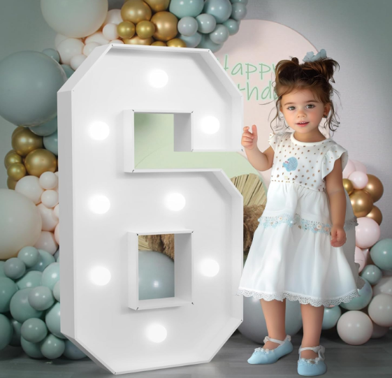 imprsv Light-up Numbers N-th Birthday Decorations: Large 3ft Marquee Number 6 60th Birthday Women Men Six Year Old Birthday Decor Party Backdrop Anniversary Big Foam Board Number