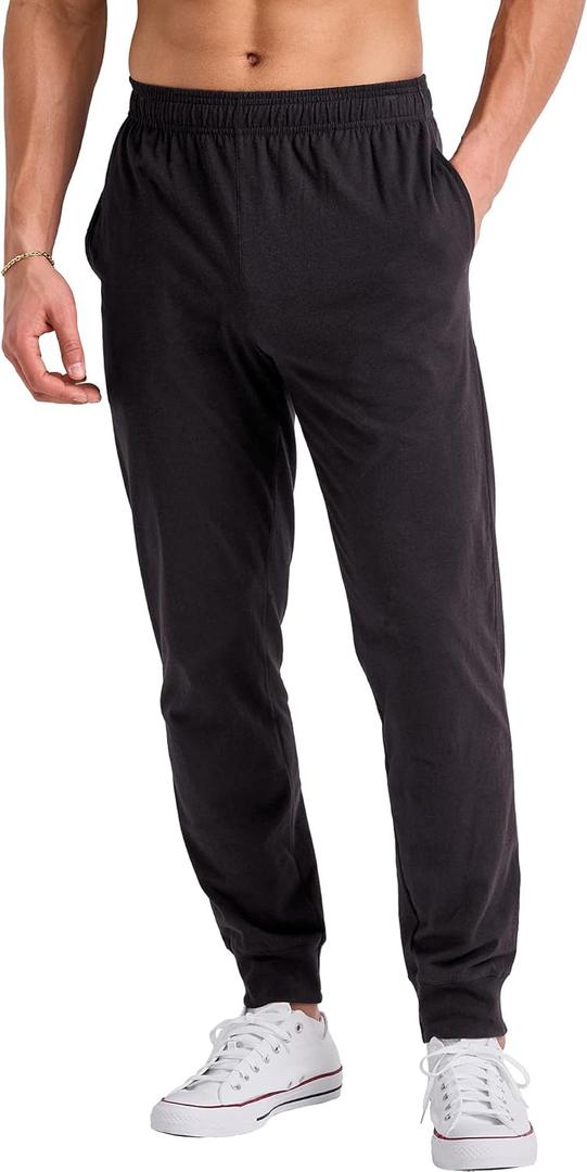 Hanes Originals Cotton Joggers, Jersey Sweatpants for Men with Pockets, 30" Inseam (X-Large, Black)