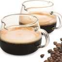 Espresso Cups for 4 Oz, Glass Coffee Cups V-Shaped Double Spouts with Handle for Cappuccino, Tea, Milk and Latte Set of 2, Small