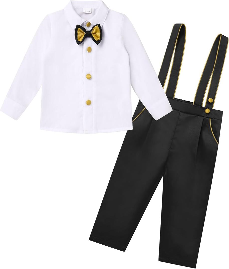 IDOPIP Baptism Christening Outfits for Boys Toddler Baby Wedding Birthday Outfit Gentleman Bowtie Shirt Suspenders Pants Suit (12-18 Months, Black) IDOPIP Baptism Christening Outfits for Boys Toddler Baby Wedding Birthday Outfit Gentleman Bowtie Shirt Suspenders Pants Suit (12-18 Months, Black)