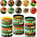 3 x 60Pcs Juneteenth Party Favors Bulk Include 30 Juneteenth Freedom Day Button Pins and 30 Happy Juneteenth Silicone Bracelets for 1865 Black Emancipation Day Activity Supplies Gifts