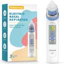 Electric Nasal Aspirator for Baby, Nose Aspirator for Toddlers, Rechargeable Baby Nose Sucker, Nose Cleaner with 3 Silicone Tips, 5 Suction Levels, Music and Light Soothing FunctionBlue