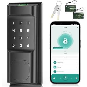 IRONZON Smart Deadbolt Lock for Front Door with APP Control, Keyless Entry Door Lock, 5 in 1 Smart Fingerprint Deadbolt with Digital Electronic Biometric Black