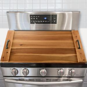 BLUEWEST Noodle Board Stove Cover, Acacia Wood Stove Top Board for Gas Burners and Electric Stove, Extra Thick Wooden RV Stovetop/Sink Cover - Tray for Kitchen Counter Space (Warm Acacia)