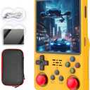 R36S Plus Handheld Game Console 4.0-in 720*720 IPS OCA Screen RK3326 3000mAh r36splus with Portable Case Yellow-64GB