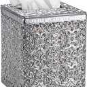 Sumnacon Tissue Box Cover Square Tissue Box with Lid, Metal Tissue Box Holder Stylish Tissue Cover Cube Tissue Box Cover for Bathroom Toilet Kitchen Table Desk Home Office, Silver
