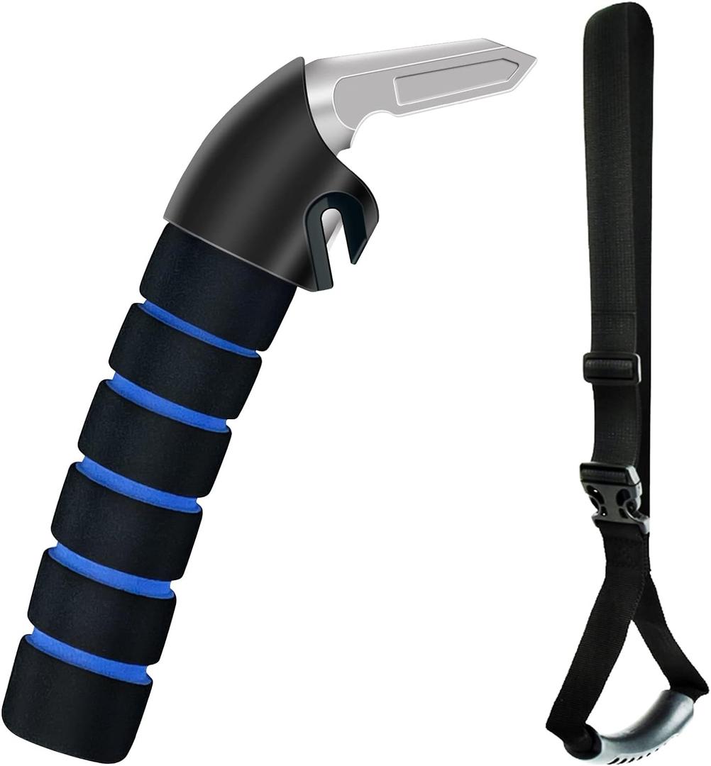 Car Door Handle for Elderly Car Assist Support Handle Multifunction Car Door Latch Bar for Seniors and Handicapped (Blue - Pack of 1 Handle + Strap)