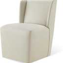 KISLOT Upholstered Dining Chairs Set of 1 with Casters, Wingback Modern Side Armless Deskchair with Rollers for Diningroom Bedroom Livingroom Reading Room, Cream Faux Leather