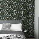 Safiyya Peel and Stick Wallpaper Floral Contact Paper Boho Wall Paper Self Adhesive Removable Wallpaper for Bedroom 197"x17.3" Covering Vinyl Rolls (Dark Green)