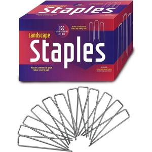 Ashman 150 Pack Galvanized Garden Stakes Landscape Staples and Fence Stake Sod Staples - Heavy Duty & Anti Rust Zinc Coated. (6 Inch 11 Guage)