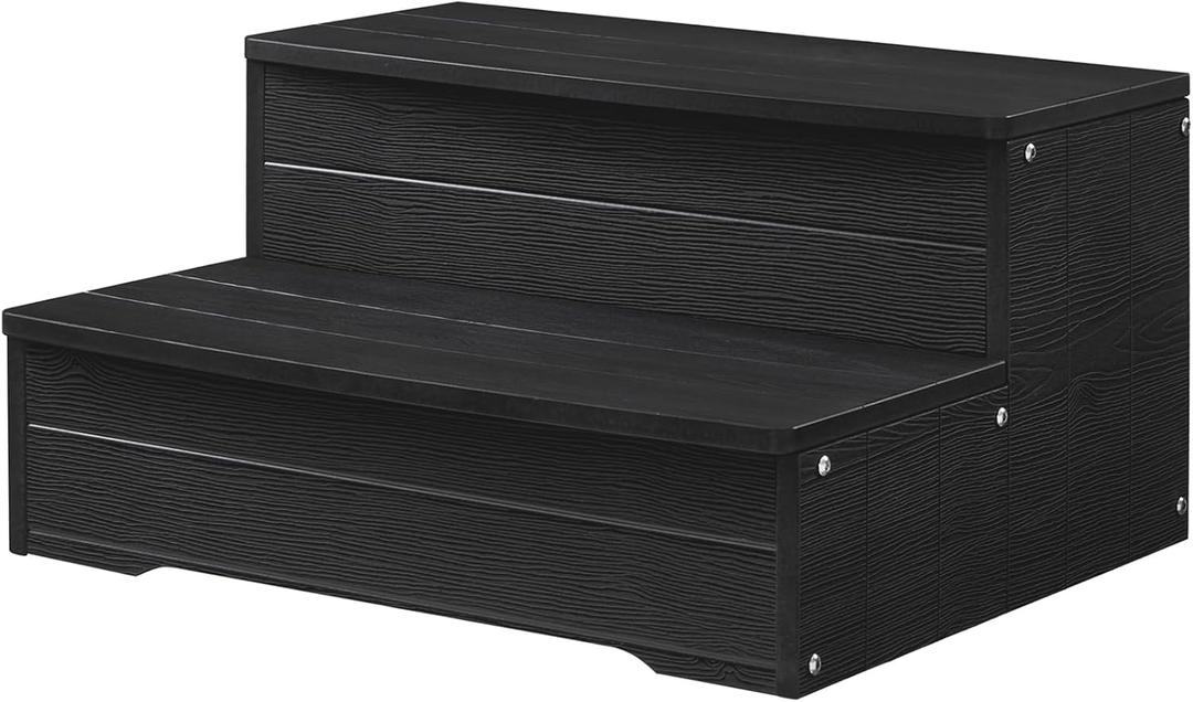 Black Hot Tub Steps,Outdoor Steps with 25 Inch Long, Multi-Purpose Steps for Above Ground Pool, Spa, Deck & Porch Outside, Waterproof Non-Slip.Heavy Duty Spa Steps Werght Capacity 600 LBS