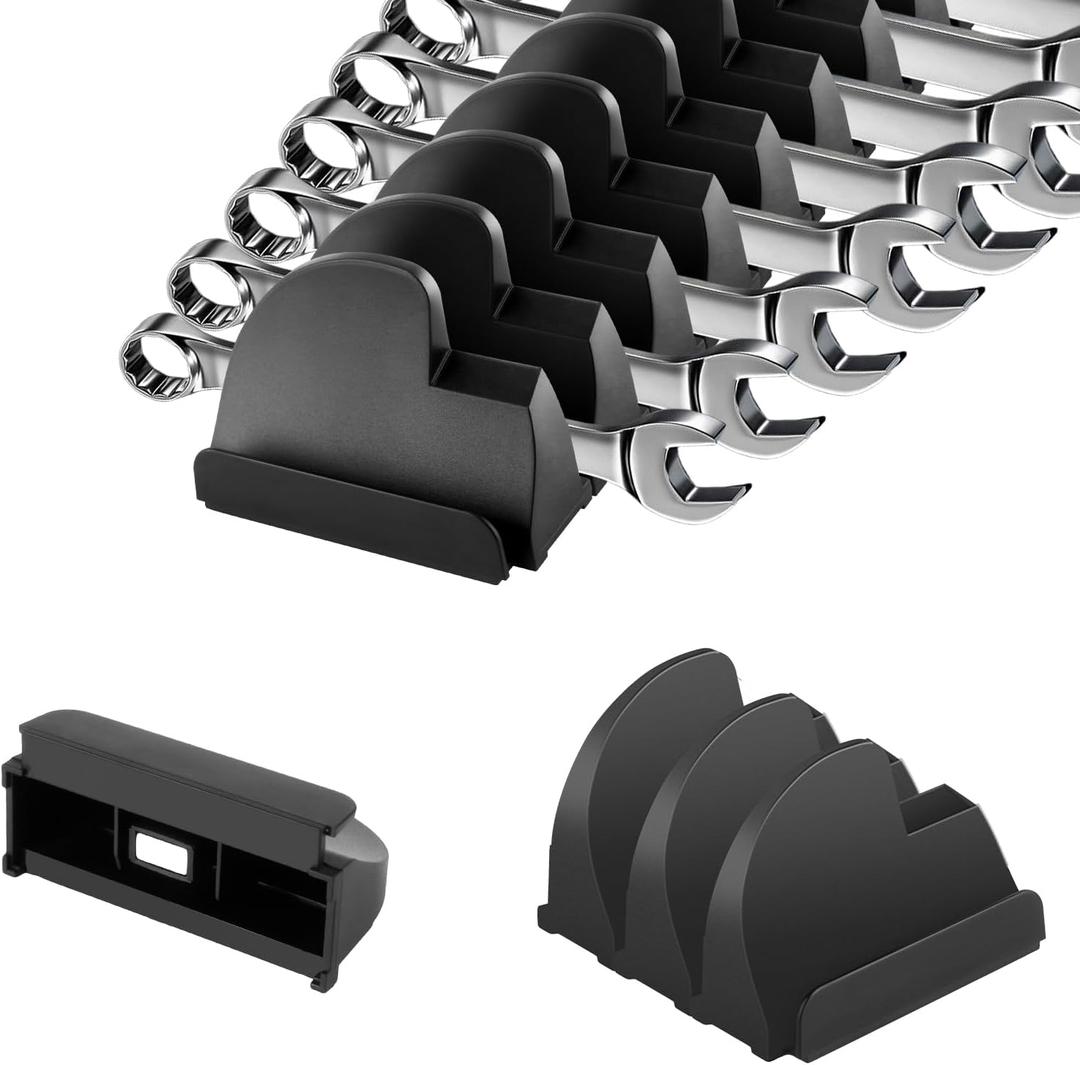 48PCS Magnetic Modular Wrench Organizer with Black, Wrench Holders Organizers with Metric & SAE Label, Tool Organizers for Tool Drawer Storage