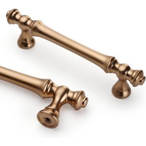 Asidrama 10 Pack 3.75 Inch(96mm) Champagne Bronze Kitchen Cabinet Handles,Brushed Brass Cabinet Pulls Kitchen Cabinet Hardware for Cupboard Gold Drawer Pulls