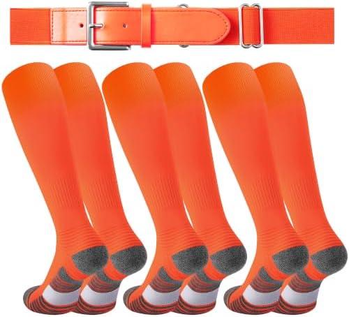 Youper Youth Elite 3 Pairs of Cotton Baseball & Softball Socks & Belt for Boys & Girls, Pack Of 2 M