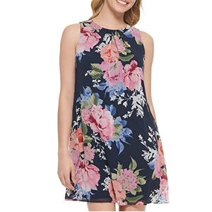 Jessica Howard Women's Style Trapeze Sleeveless Printed Chiffon, Navy Multi 10