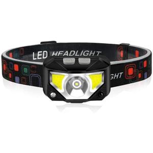 Rechargeable Headlamp,USB Rechargeable,Headlight with Sensor Control,6 Light Modes, with Red Warning Lights,IPX4 Waterproof, Headlamps for Adult Kids Outdoor Camping Running Cycling Hunting Fishing