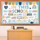 2 x Motivational Bulletin Board Decoration Boho Bulletin Board in This School Classroom Decoration Inspirational Positive Affirmations for School Office Chalkboard Wall Door Learning Decor