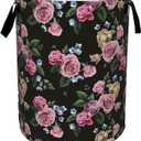 Vintage Roses Laundry Basket Foldable Waterproof Oxford Cloth With Handles Watercolor Floral Laundry Hamper Clothes Storage Bucket Toy Organizer For Bathroom/Laundry/Bedroom 16" x 20"