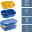 Large Capacity Bento Box Adult Lunch Box,3 Layers Stackable Bento Lunch Containers for Adults/Kids, Built-in Utensil Set, Bento Lunch Box for Dining Out, Work, School, Blue