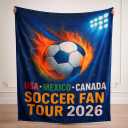 Soccer Fan Tour 2026 Throw Blanket, Soft Flannel Football Season Blanket for Couch Bed, Game Day Soccer Gift for Men Women Kids