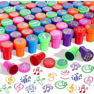 Yexiya 100 Pcs Music Party Stamps for Self Ink Favors Stampers, Colorful Reward Stamper Fillers Bulk for Card Making, Journals, DIY Crafts, Prize, Party Favors
