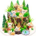 Knana 24Pcs Fox Cake Topper Fox Cake Decorations Woodland Animal Cake Toppers Fox Themed Cake Decorations Baby Shower Birthday Cake Party Supplies