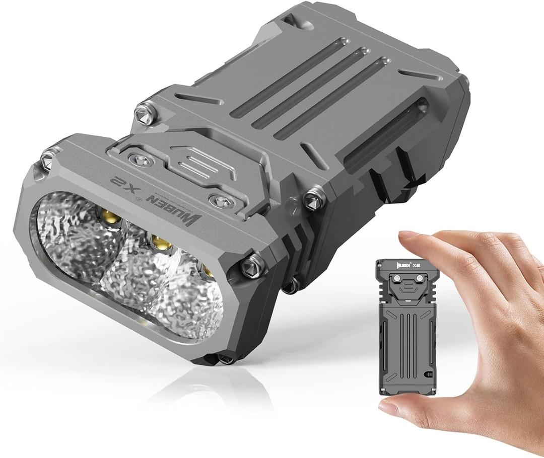 WUBEN X2 1,800 High Lumens Outdoor Pocket Flashlight 90+ High CRI, 175 Floodlighting Mini Rechargeable Flashlight for EDC, Camping, Night Walk, Emergency with 6 Light Modes, Type-C Charging Lanyard (Titanium gray)