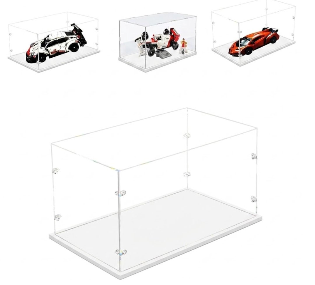 3MM Thick Clear Acrylic Display Case-Assemble Countertop Box, Thicken Base, DustProof, for Collectibles,