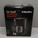 Mueller 12-Cup Drip Coffee Maker - Borosilicate Carafe, Auto-Off, Reusable Filter, Anti-Drip, Keep-Warm Function, Clear Water Level Window Coffee Machine, Kitchen Essentials & Accessories (Black)