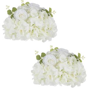 NUPTIO Flower Ball Arrangement Bouquet: 2 Pcs 11.8 inch Diameter White Rose Fake Flowers Balls for Wedding Centerpiece Decorations Artificial Flower Centerpieces for Tables