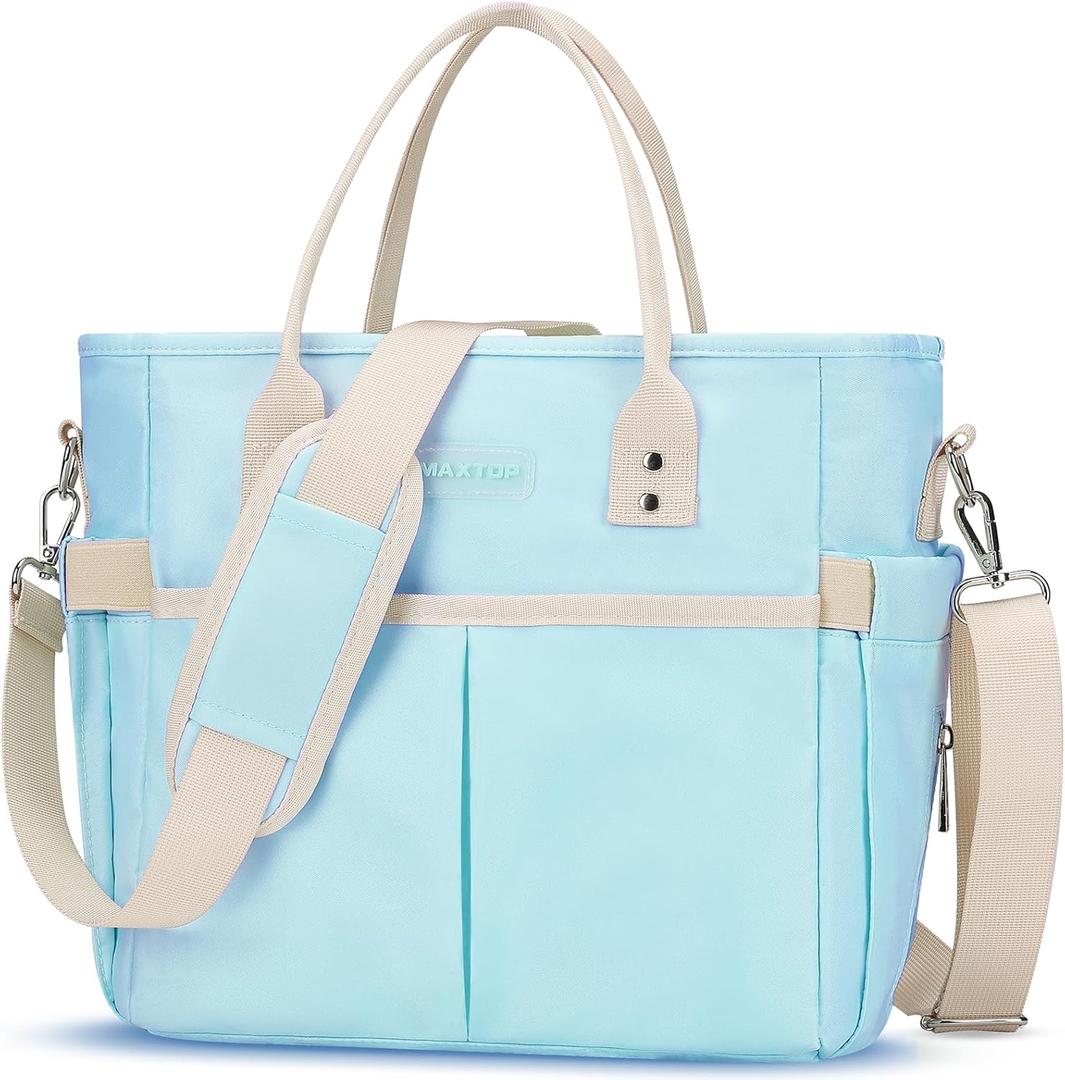 MAXTOP Lunch Bag Women for Work Insulated Thermal Lunch Box with Wide-Open Pocket Reusable Leakproof Cooler Bags with Removable Shoulder Strap for Teacher Nurse Office Picnic Travel Blue (Large)
