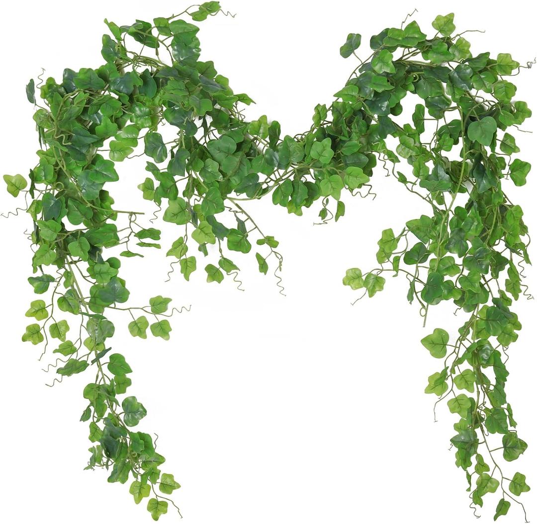 RECUTMS Artificial Vines Ivy Garland 2Pcs 6Ft Fake Hanging Vine Plants Faux Green Grape Leaves Greenery Indoor Outdoor Home Office Garden Wedding Jungle Beach Birthday Party Arch Table Spring Decor