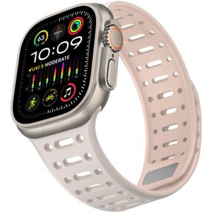 Compatible with Apple Watch Band 49mm 46mm 45mm 44mm 42mm 41mm 40mm 38mm, Magnetic Silicone Sport Breathable Strap for iWatch Ultra 3/2/1 SE3 Series 11 10 9 8 7-1 (49/46/45/44/42, Star/Pink)