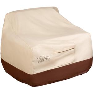 Signature Living Set of 2 Outdoor Waterproof Patio Chair Covers, Durable 600D UV-Coated Polyester Outdoor Chair Covers for All-Weather Protection (Tan, Medium 35 Inch)