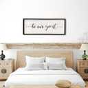 comurdyo Be Our Guest Wall Decor Sign 40X15 Large Master Bedroom Above Bed Wall Decor Wood Framed Guest Room Sign Simple Rustic Farmhouse Over Bed Bedside Wall Art (Black)