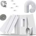 95"Sliding Door AC Vent Kit with 5.1"Extendable Hose Screen net & Weather Stripping Universal 5.0/5.9 Inches Coupler for Sliding Glass/Window Portable AC Energy Saving Airtight Seal System