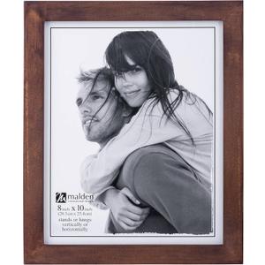 Malden 8x10 Picture Frame - Wide Real Wood Molding, Real Glass - Stonewashed Walnut